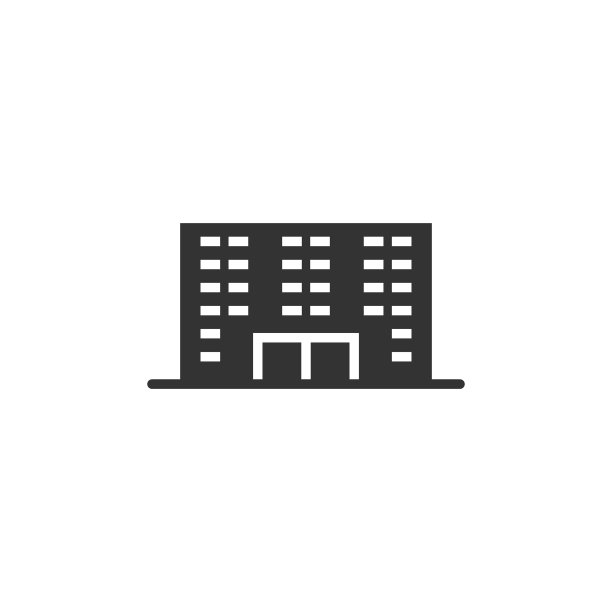 建筑图标在平坦风格的城市摩天大楼图片下载