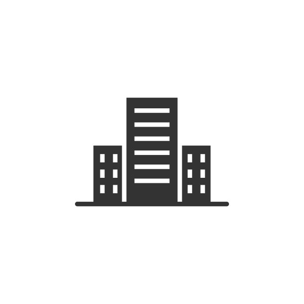 建筑图标在平坦风格的城市摩天大楼图片下载