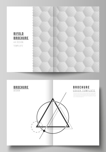 矢量布局的两个A4格式现代封面模型设计模板双折小册子，杂志，传单，小册子。抽象几何三角形设计背景采用三角形风格图案。图片下载
