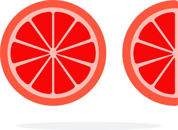 一个圆形的西柚片和一个西柚楔图片下载