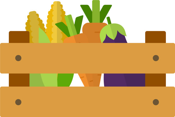 木箱与蔬菜平面隔离图片下载