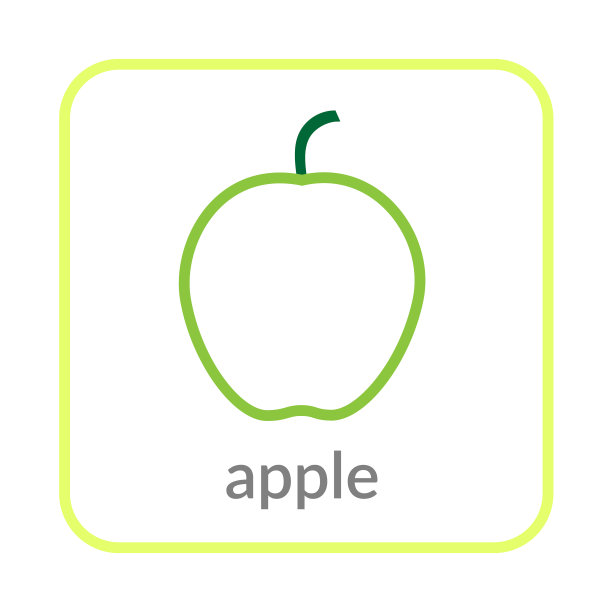 苹果图标绿色轮廓平坦标志孤立图片下载