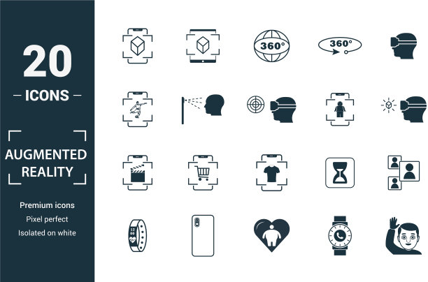 Ar和vr图标集包括创意元素图片下载