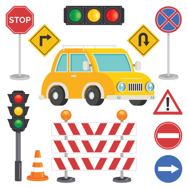 交通概念与灯和设备图片下载