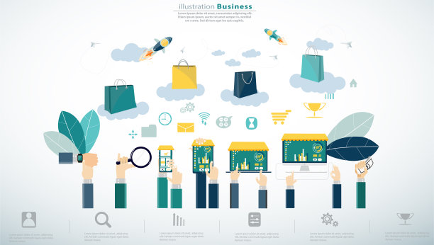 笔记本电脑，电脑，纸火箭折叠，信息图模板。图片下载