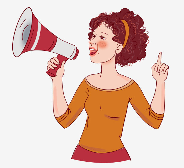 小女孩对着扩音器大喊大叫图片下载