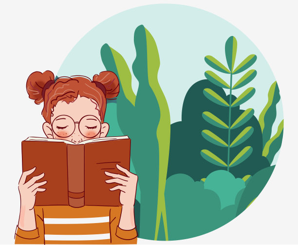 可爱的年轻女子在花园里看书。自然景观背景。暑假插图。休假时间图片下载