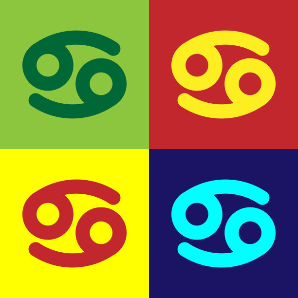 颜色巨蟹座星座图标孤立的颜色图片下载