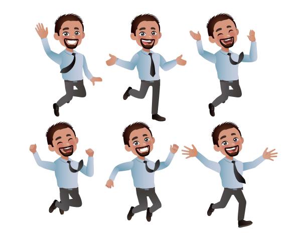 一组不同姿势的商务人士图片下载