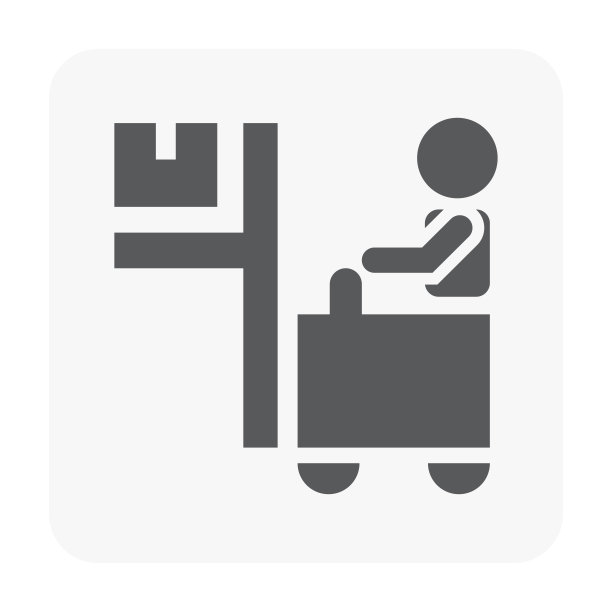 白色的叉车和工人图标。图片下载