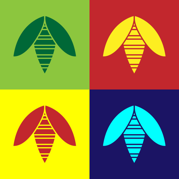 颜色蜜蜂图标孤立的颜色背景甜图片下载