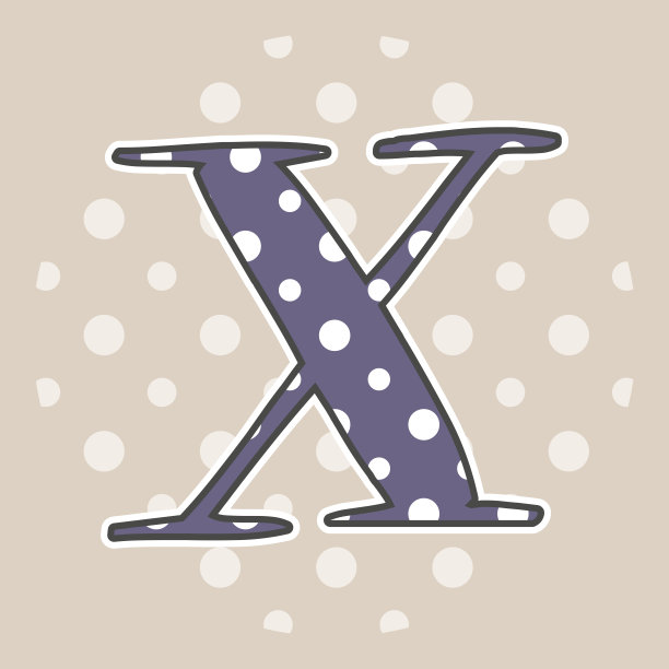 可爱的虚线字母X孤立在米色背景。矢量插图。为设计元素。孩子字母表。图片下载