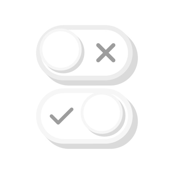 Ok和No拨动开关按钮。现代3D平面风格。向量图片下载