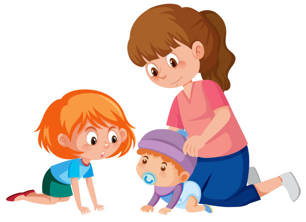 母亲和快乐的孩子在白色的背景图片下载