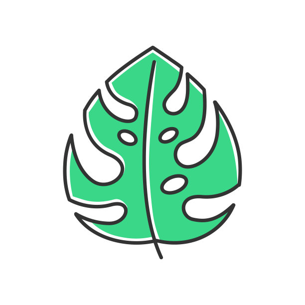 怪物叶绿色图标。常绿森林藤蔓。瑞士奶酪工厂。印度尼西亚丛林棕榈叶。发现巴厘岛的本性。探索热带植物。孤立的矢量图图片下载