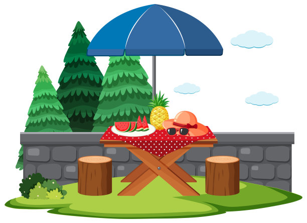 野餐桌上食物的场景图片下载