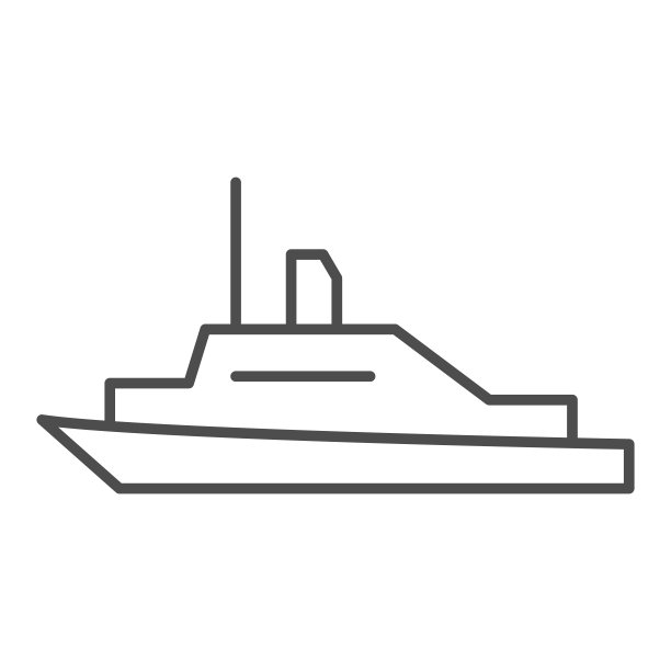 游艇细线图标，海上运输符号，游艇矢量标志在白色背景，快艇图标在轮廓风格的移动概念和网页设计。矢量图形。图片下载