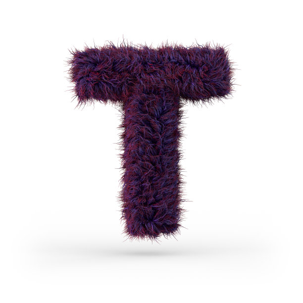 大写字母t，大写。紫色毛茸茸的字体。3 d图片下载