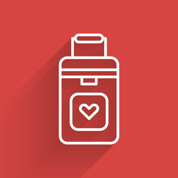 白线人体器官运输冷藏箱图标孤立，阴影长。器官移植的概念。器官的容器。矢量图图片下载