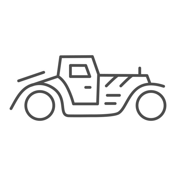 复古车细线图标，交通符号，经典复古车矢量标志上的白色背景，30年代的轿车机器图标轮廓风格的移动概念和网页设计。矢量图形。图片下载