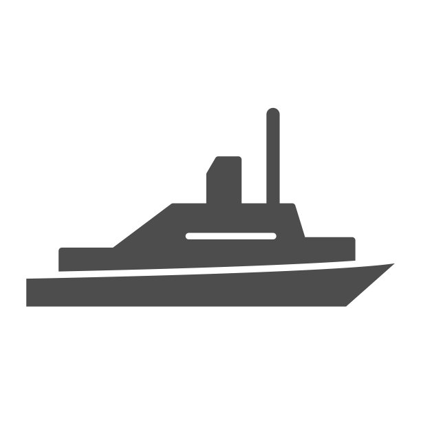 游艇实体图标，海上运输符号，游艇矢量标志在白色背景，快艇图标在字形风格的移动概念和网页设计。矢量图形。图片下载