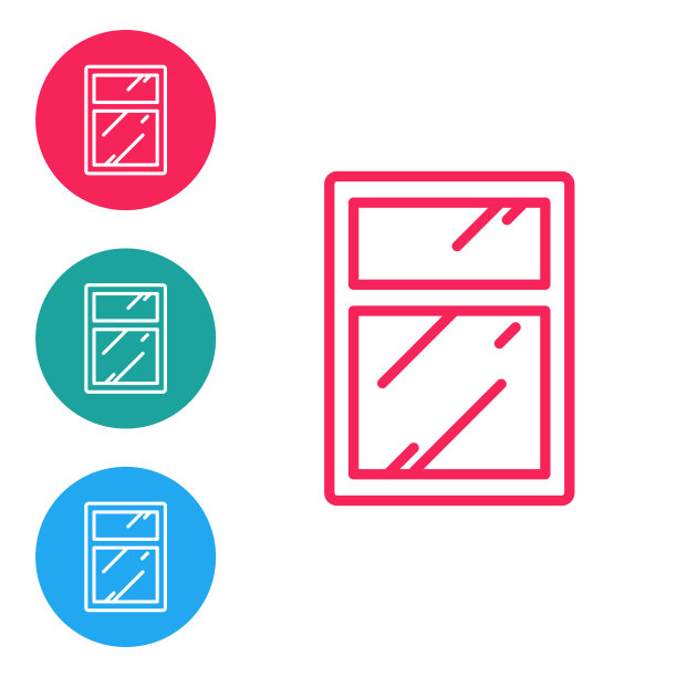 红色线清洁服务的windows图标隔离在白色背景。刮刀,刮刀,刮水器。在圆形按钮中设置图标。矢量图图片下载