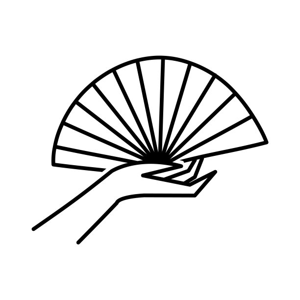 女人的手,风扇。说明矢量图标图片下载