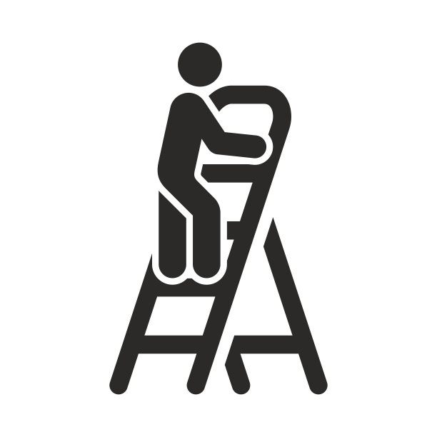 梯图标。男人爬梯子。图片下载