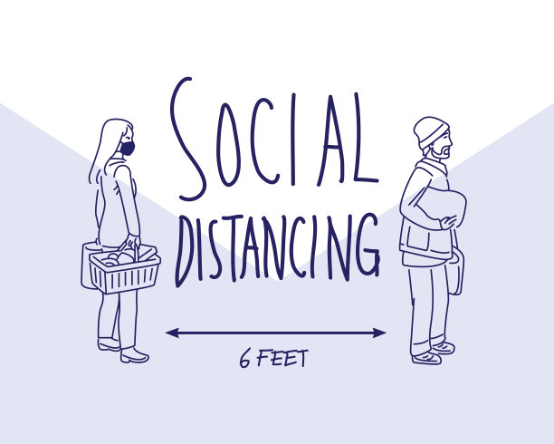 人们在购物时排队，戴着口罩，在购物时保持社交距离图片下载