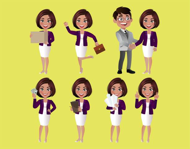 一组不同姿势的商务人士图片下载