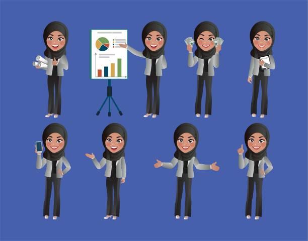 一组不同姿势的商务人士图片下载