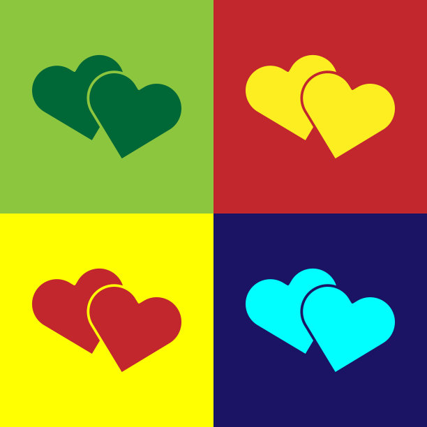 颜色心图标孤立的颜色背景图片下载