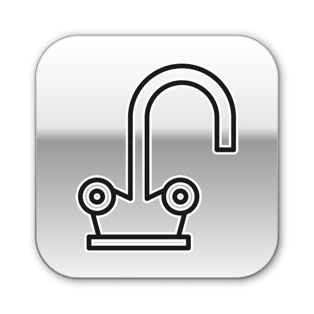 黑线自来水龙头图标孤立在白色图片下载