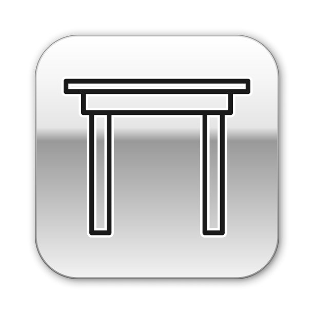 黑线木桌图标孤立在白色上图片下载