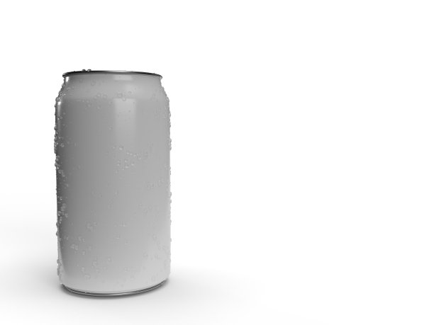 3d渲染白色金属苏打罐与液体冷凝表面在白色背景的饮料产品模型。图片下载