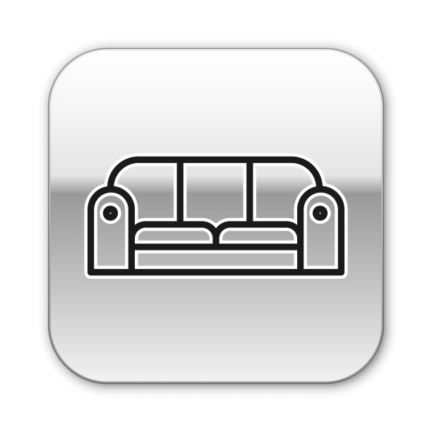 黑色线条沙发图标孤立在白色背景上图片下载