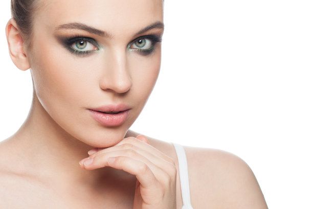 完美女人的脸近距离。水疗模特女孩孤立在白色图片下载