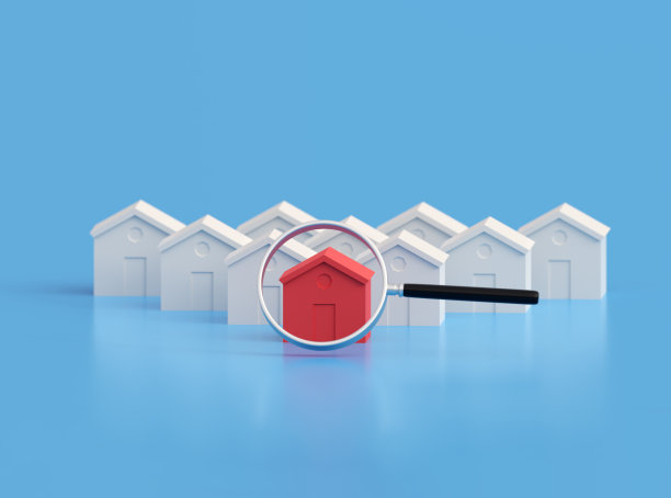 炙手可热的房产，红色的房子，白色的房子。许多房子都是红色的。三维演示图片下载