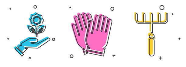 手握花坛和花园手套图片下载