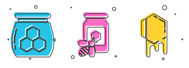 把蜂蜜罐子和蜜蜂放在一起图片下载