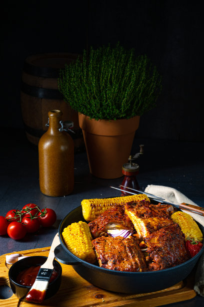 烤箱里的纯朴排骨图片下载