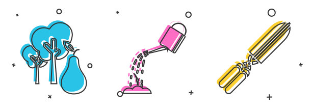 树梢上放有梨子的喷壶和水图片下载