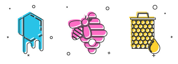 设置蜂巢蜂巢的蜜蜂和蜂巢图标图片下载