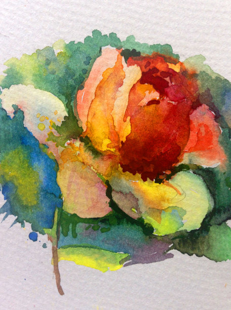 手工花卉图案。美丽温柔浪漫的春天单玫瑰花图片下载