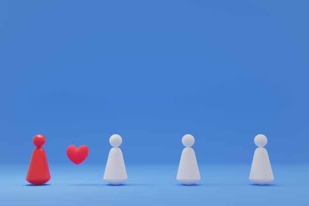 图形模型表示社会距离，人们隔开，但仍然热爱在一起，并有助于防止冠状病毒的传播。图片下载