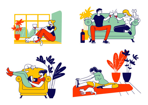 年轻女子和她的猫在女孩花时间图片下载