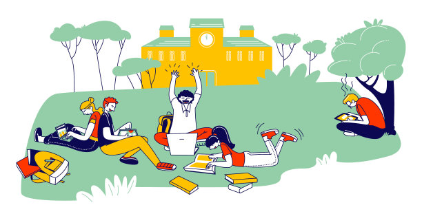 年轻人一起在户外坐着学习图片下载