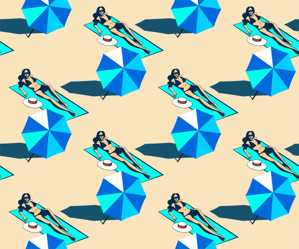 无缝夏日海滩图案。你好，夏天，假日概念。波普艺术。夏天的假期。矢量无缝模式插图图片下载