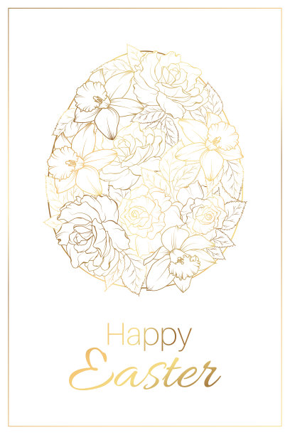 花金色复活节蛋图片下载