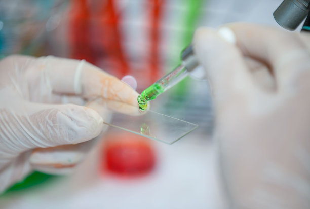 在生命科学实验室工作并在实验室分析显微镜载玻片的卫生保健研究人员。图片下载